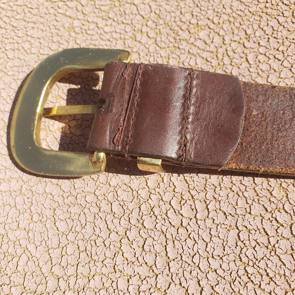 Perry Ellis Geniune Leather belt gold buckle sz 34.5" Tan Carmel - Picture 8 of 12